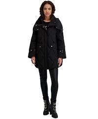 Karl Lagerfeld Paris Women's Hooded A-Line Puffer Coat