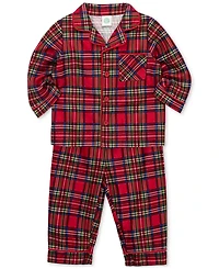 Little Me Toddler Boys Plaid Coat-Style Pajama Top & Pants, 2 Piece Set