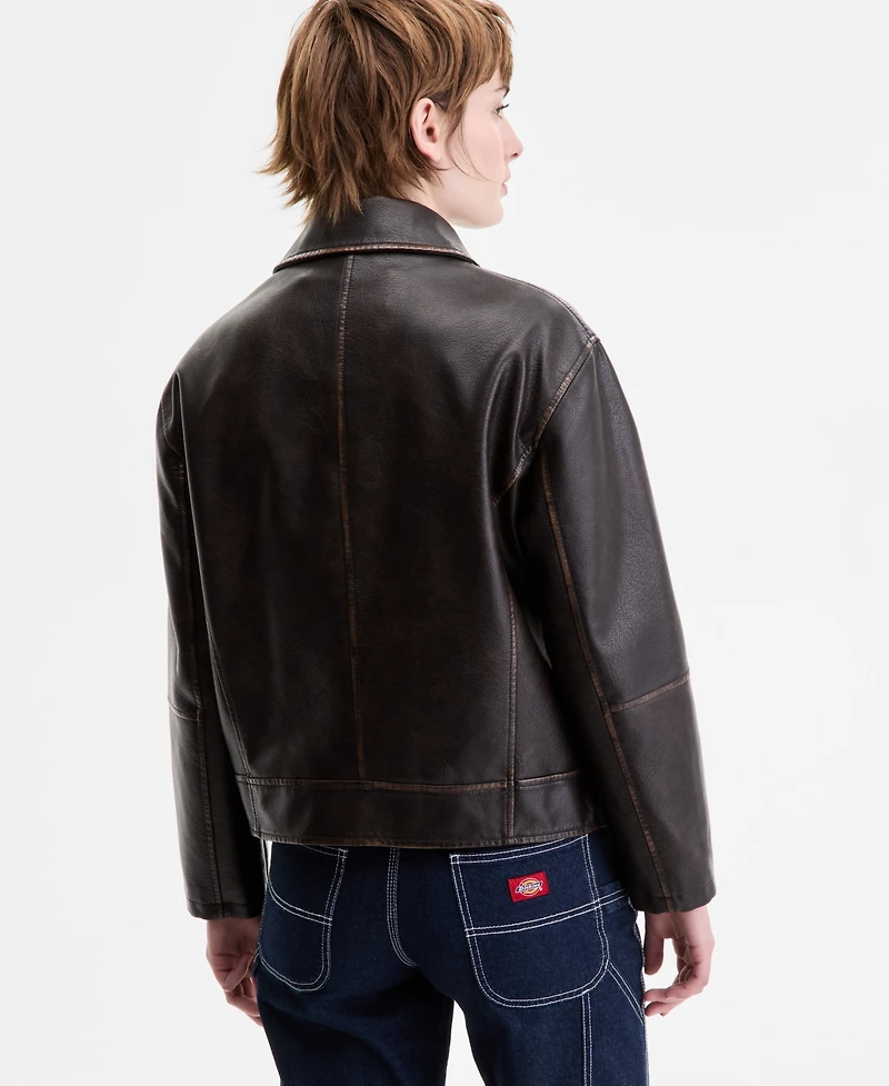 Sebby Women's Faux-Leather Moto Jacket