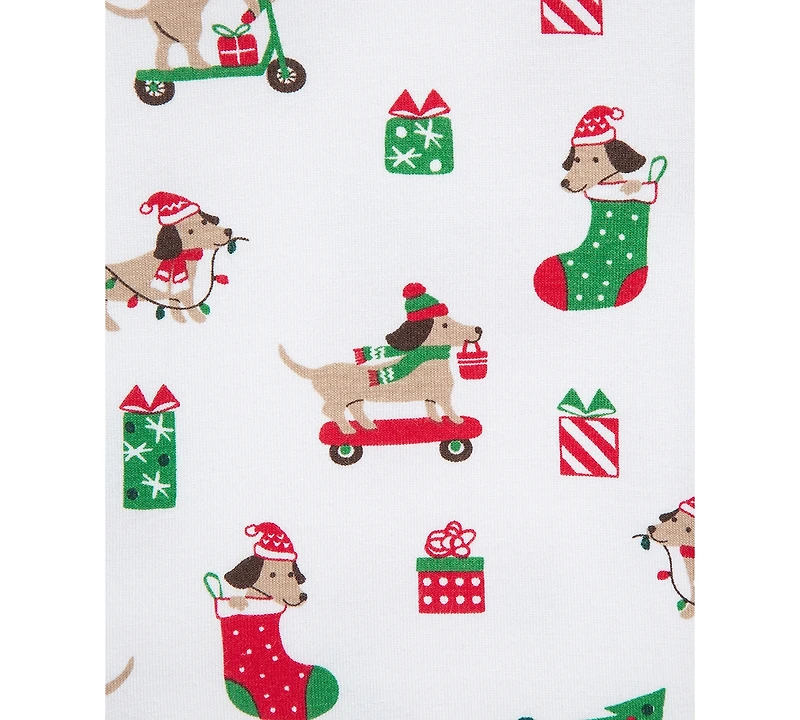 Little Me Baby Puppy-Print Holiday Pajama Top & Pants, 2 Piece Set