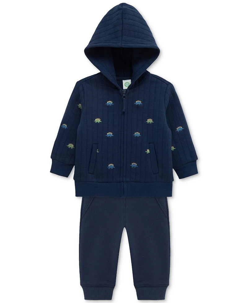 Little Me Baby Zip-Up Dino Hoodie & Pants, 2 Piece Set