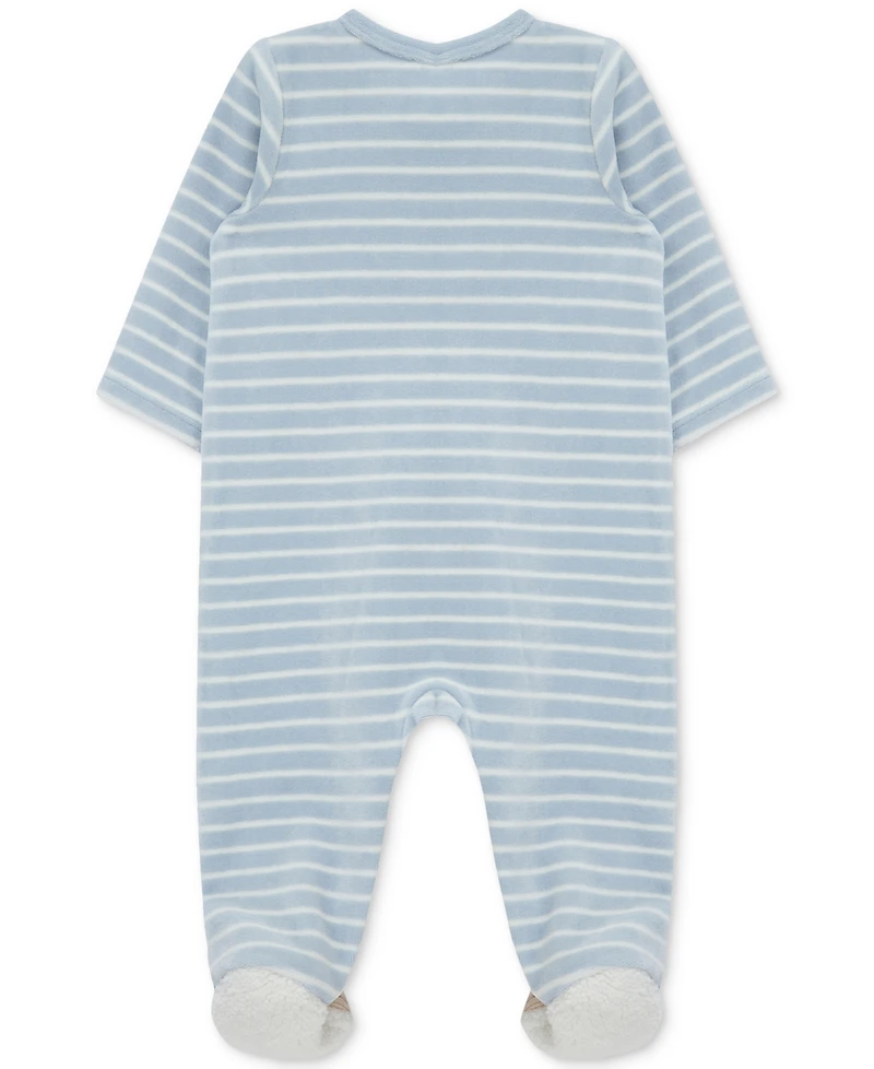 Little Me Baby Boys Fluffy Pup Velour Footed Coverall