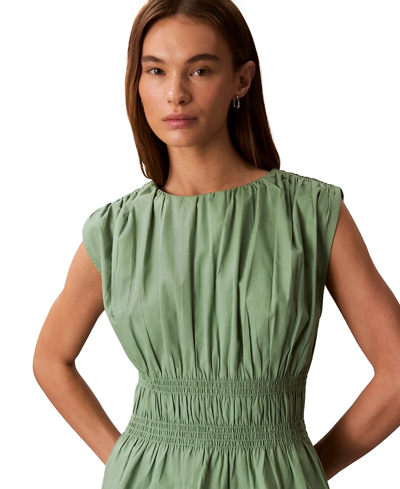 Calvin Klein Jeans Women's Ruched Cotton Poplin Top