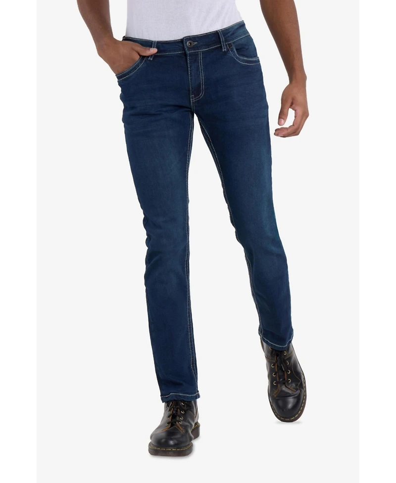 Cultura Men's Modern Fit Saddle Stitch Jeans