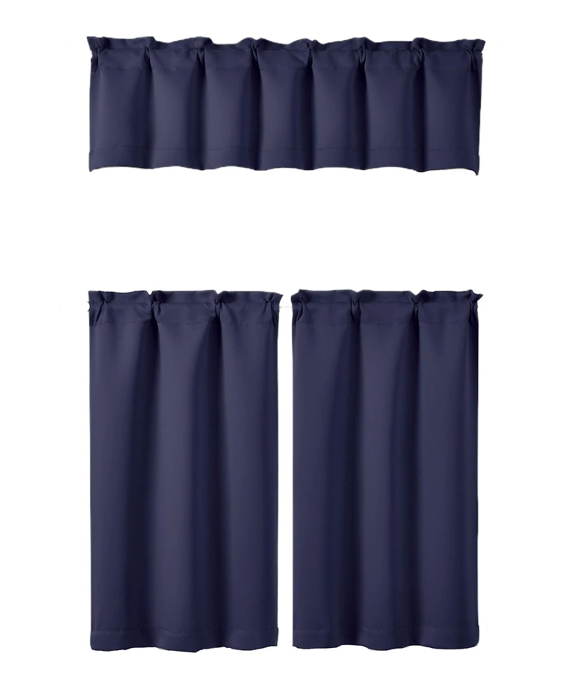 Kate Aurora 3 Piece Room Darkening Rod Pocket Cafe Kitchen Curtain Tier & Valance Set