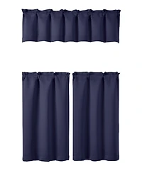 Kate Aurora 3 Piece Room Darkening Rod Pocket Cafe Kitchen Curtain Tier & Valance Set