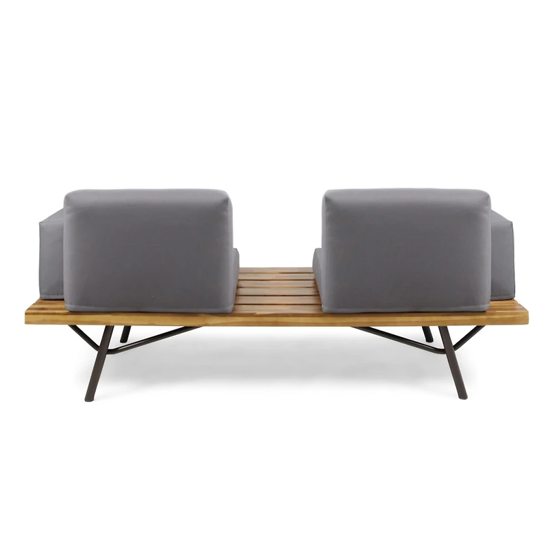 Streamdale Canoga Outdoor Industrial Loveseat with Coffee Table