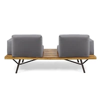 Streamdale Canoga Outdoor Industrial Loveseat with Coffee Table