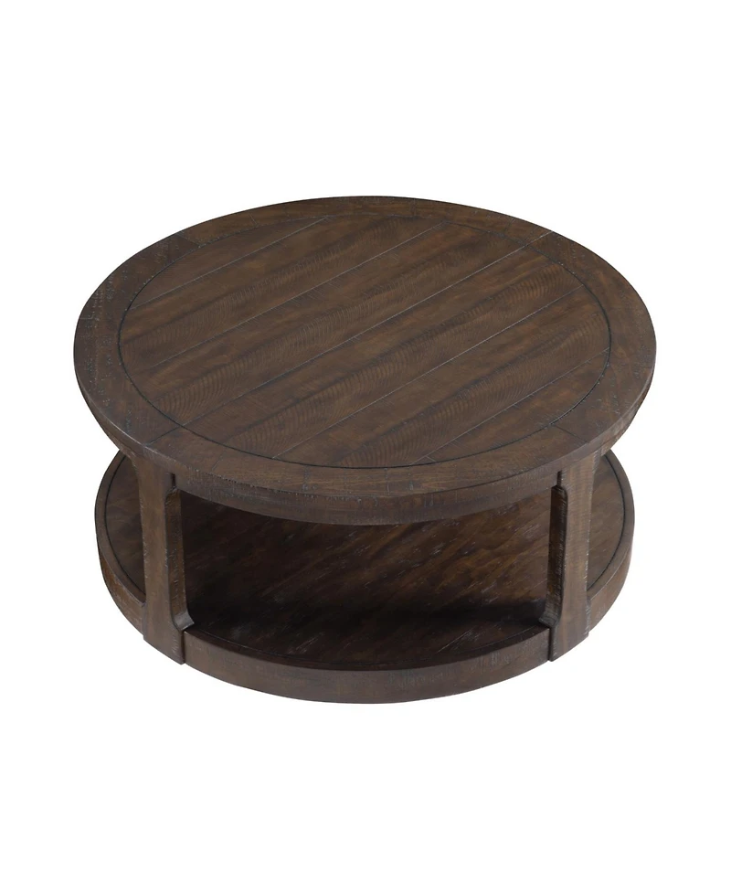 Streamdale Curved 2-Tier Wooden Coffee Table with Wheels (40in)