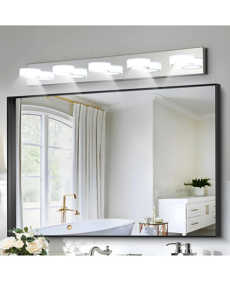 Streamdale Chrome Led Vanity Light Fixture with Acrylic Shades, Dimmable, 37