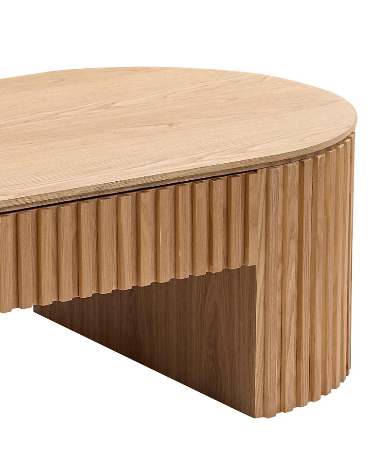 Streamdale 51" Oval Wood Coffee Table with Drawer, Mid-Century Modern Style