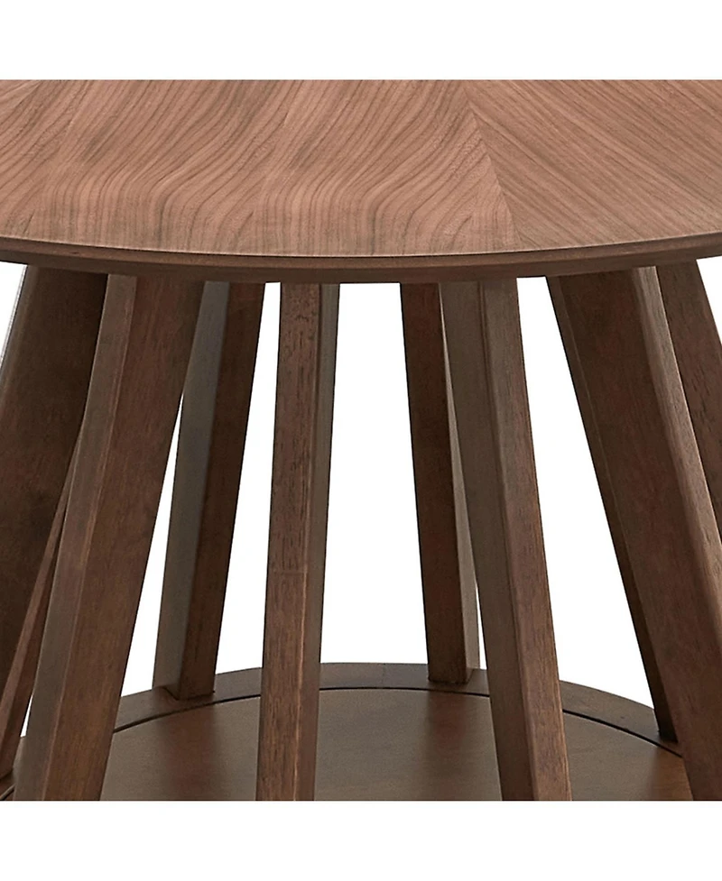Streamdale Walnut Round Dining Table for 4, Modern Pedestal Table (47.24")