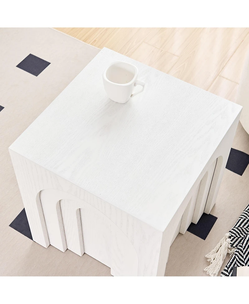 Streamdale 15.74" Square Side Table Small Coffee Table Accent Table Bedside Table for Living Room Bedroom,White