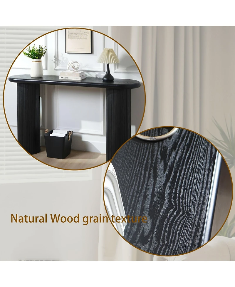 Streamdale Black Fluted Console Table - 56" Entryway/Sofa Table for Living Room