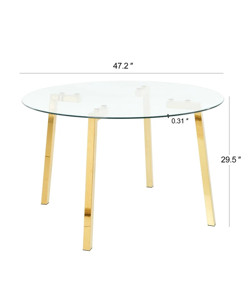 Streamdale FurnitureModern Round Glass Dining Table with Gold Legs (47.2")