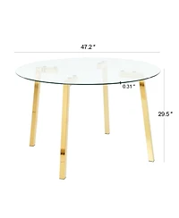 Streamdale FurnitureModern Round Glass Dining Table with Gold Legs (47.2")