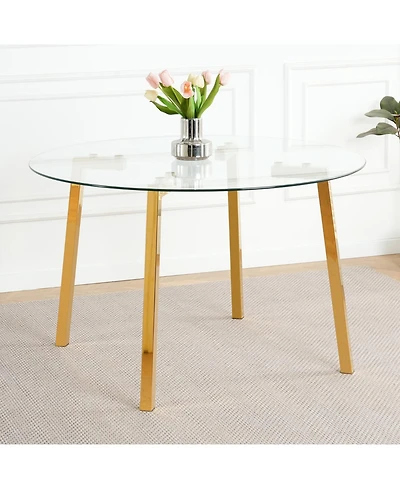 Streamdale FurnitureModern Round Glass Dining Table with Gold Legs (47.2")