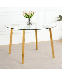 Streamdale FurnitureModern Round Glass Dining Table with Gold Legs (47.2")