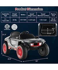Gymax 12V Licensed Audi Kids Ride-On E-tron Racing Car w/Remote Control & Lights
