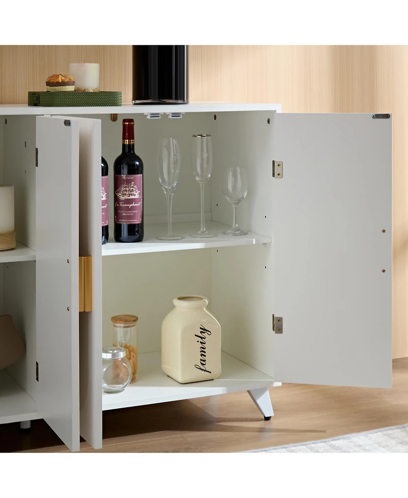 Streamdale Modern 4-Door Buffet Cabinet with Removable Shelves