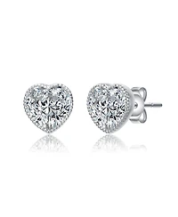 Heart Bezel Set Clear Cubic Zirconia Stud Earrings