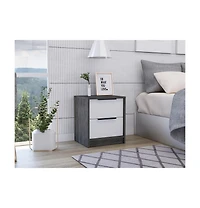 Stylish Smokey Two Drawer Nightstand for Bedroom or Living Room Storage