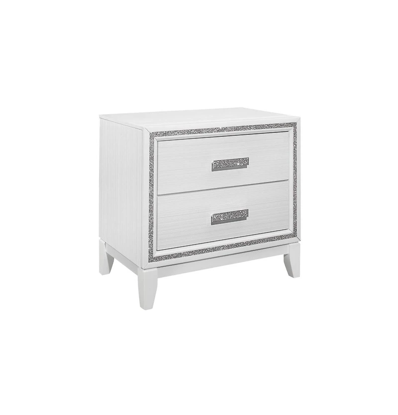 2-Drawer Faux Crystal Bling Nightstand – Glam Bedside Table with Storage