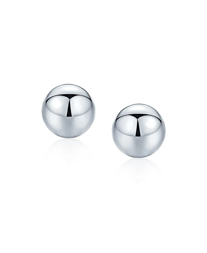 Bling Jewelry Minimalist Plain Simple Round Bead Ball Tragus Cartilage Stud Earrings Shiny Polish .925 Sterling Silver
