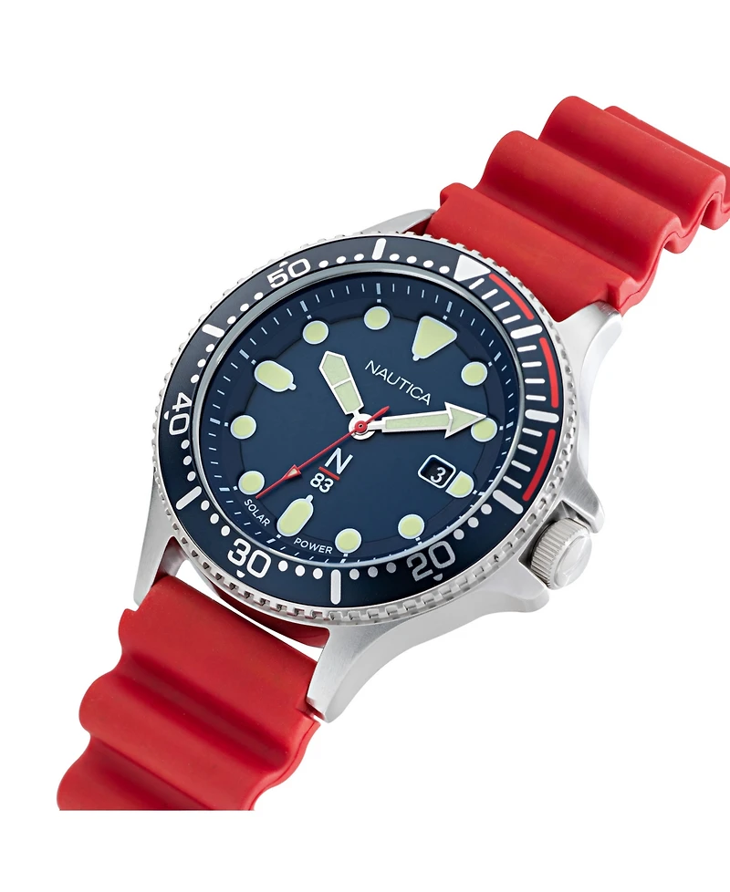 Nautica Men's Analog Red Polyurethane Watch, 43mm