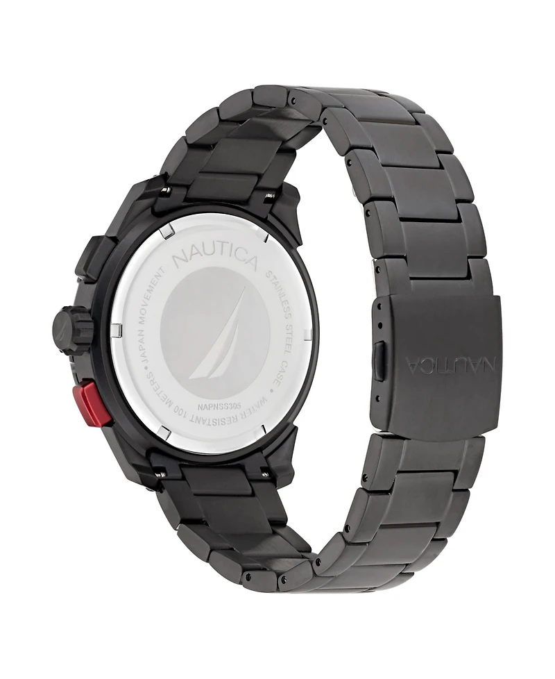 Nautica Men's Analog Black Stainless Steel Watch, 47mm