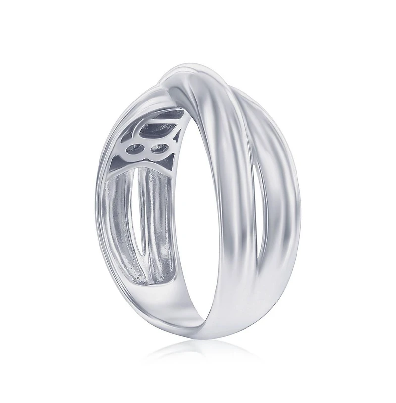 Sterling Silver, Polished Puffed 'X' Design Ring