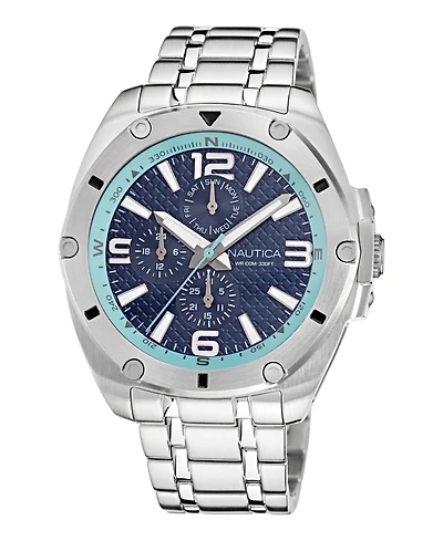 Nautica Men's Analog Silver-Tone Stainless Steel Watch, 44mm