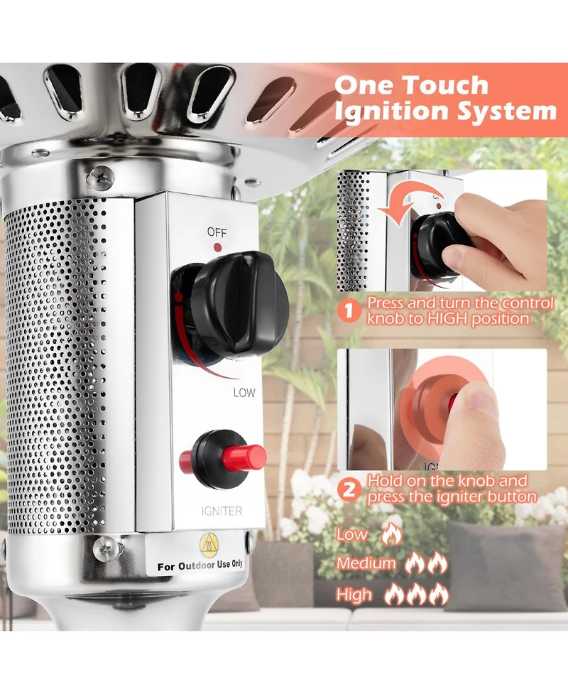 50000 Btu Propane Patio Heater with Round Table Design