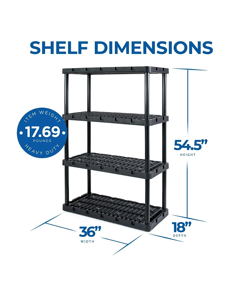 Gracious Living 4 Shelf Knect-a-Shelf Ventilated Heavy Duty Storage Unit, Black