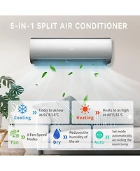 Jinjunye 18000BTU Mini Split Air Conditioner Ductless Inverter Heat Pump, 208-230V 17SEER2, Silver