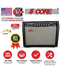 5 Core Guitar Amp 50 Watt Electric Amplifier w Built in 8" Speaker Portable Mini Amps w Aux