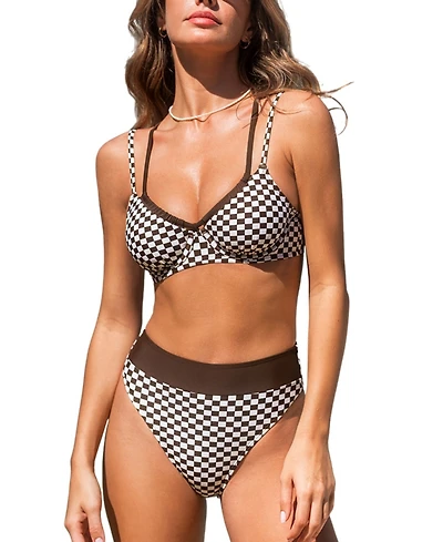 Cupshe Women's High Waisted Underwire Double Straps Bikini Sets