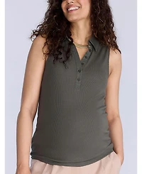 Motherhood Maternity V-Neck Sleeveless Polo Top