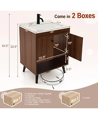 25 Inch Wooden Bathroom Storage Cabinet with Sink