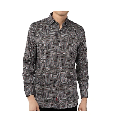 Luchiano Visconti Men's Printed Daggers Multicolor shirt