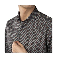 Luchiano Visconti Men's Royal Blue with Multi Color Floral shirt
