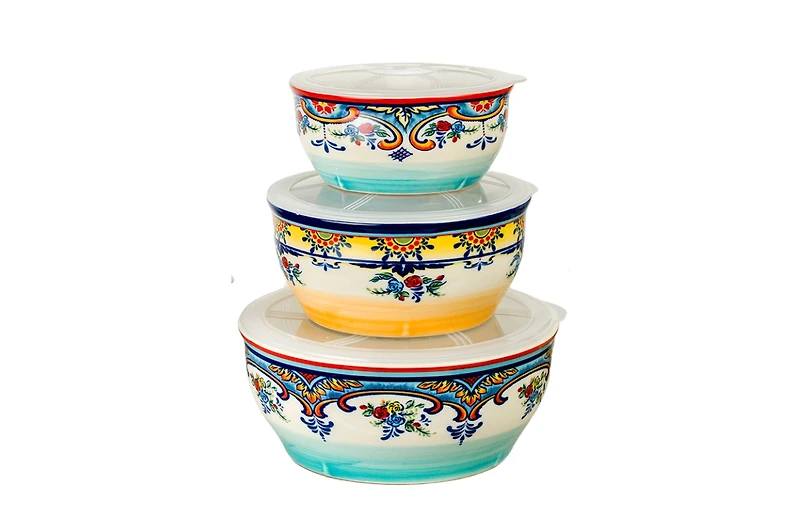 Euro Ceramica Zanzibar Kitchen Storage Bowls, Set of 3