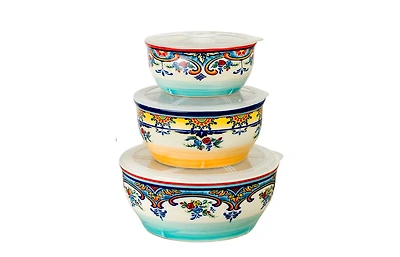 Euro Ceramica Zanzibar Kitchen Storage Bowls, Set of 3