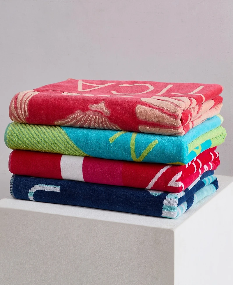 Nautica Seashell Seashore Jacquard Beach Towel Set, 68" X 36"