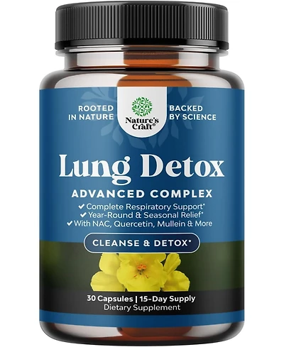 Lung Cleanse Capsules | Lung Detox Mullein Leaf Capsules | Respiratory Supplement for Sinus Immunity Breathing Support | 30ct