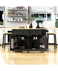 Streamdale 48" Kitchen Island w/ Stools, Power, Storage, Drop Leaf