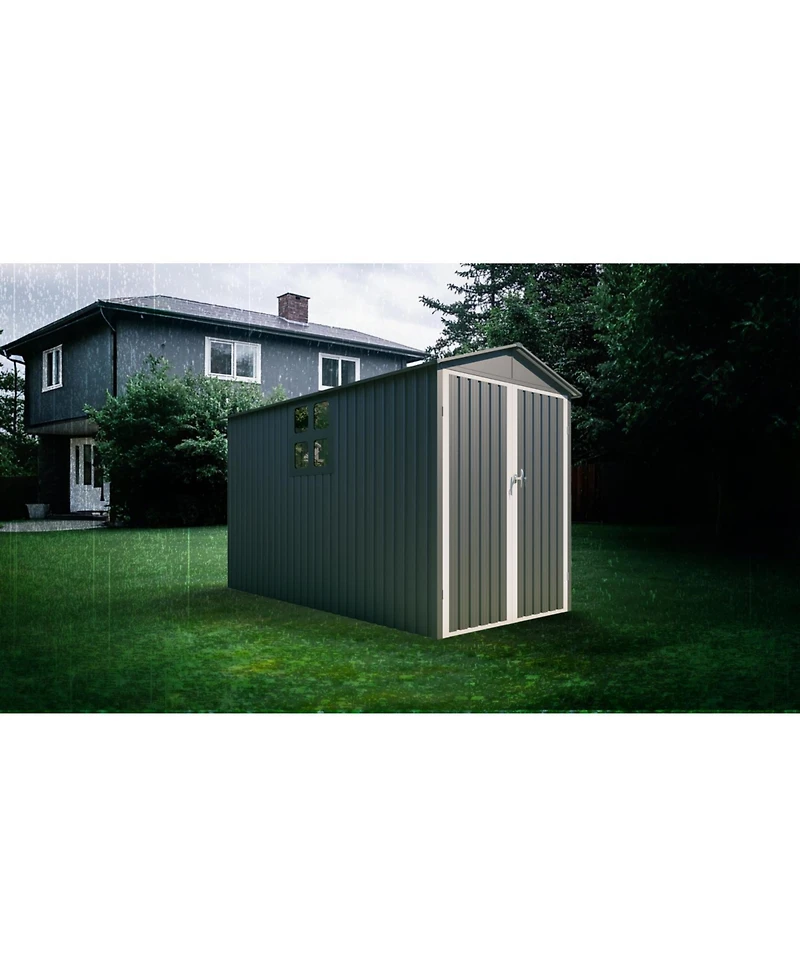 Streamdale Motorcycle Steel Storage Shed - Grey/White