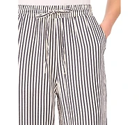 CeCe Women's Elastic-Waist Pull-On Striped Pants
