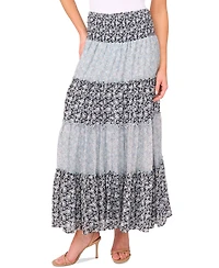 CeCe Women's Tiered Smock Waist Maxi Skirt