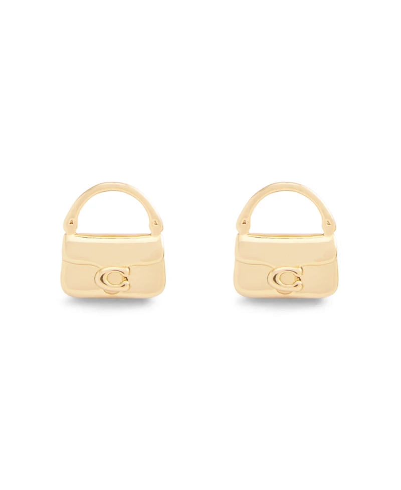 Coach Gold Signature Handbag Stud Earrings